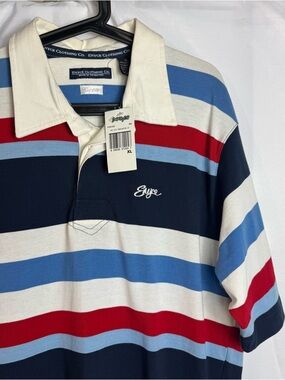 Enyce Navy, Red & Light Blue Striped Rugby Polo